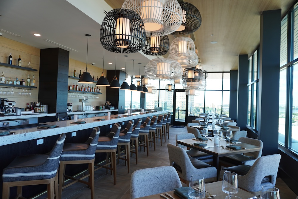 Date Night modern interior of Oyster River Rooftop