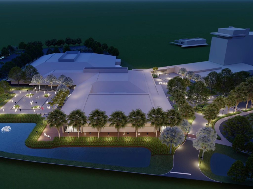 Request For Proposal - Convention Center A rendered aerial image of the newly renovated Bradenton Area Convention Center in Florida's Gulf Coast showcases the reimagined exterior, convenient access to the new Marriott Palmetto Resort and Spa, and lush landscapes that surround the venue.