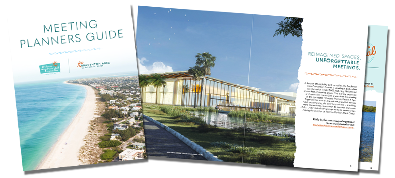 Convention Center mock spread of meeting planner guide for the bradenton area